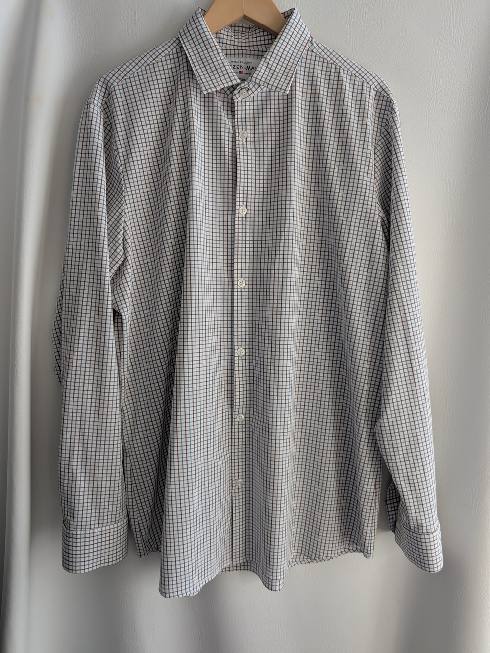 Mizzen+Main Leeward White Dress Shirt Trim Fit Blue and Brown Check - XX-Large